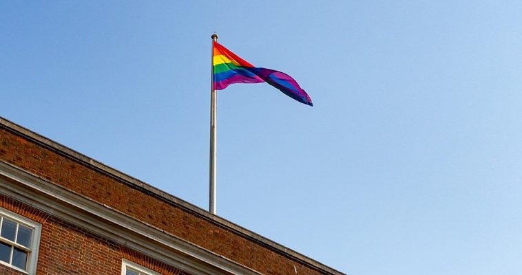 Pride Flag over Treasury Building